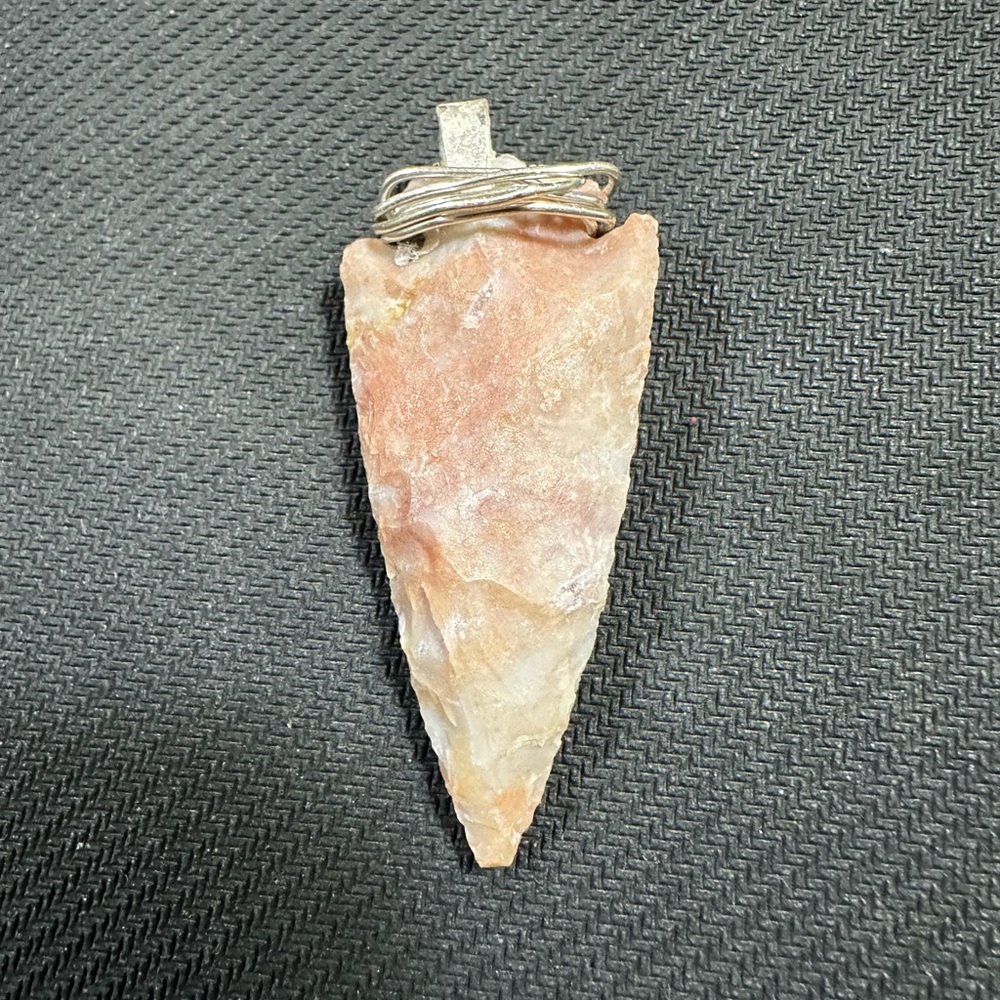 Elegant Agate Arrowhead & Sterling Silver Pendant
